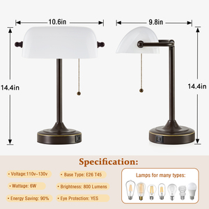 USB Type <span class=keywords><strong>C</strong></span> Flexible Eye-Caring Eco-Friendly Retro Table Lamp Traditional Pull Chain Switch <span class=keywords><strong>T45</strong></span> Bulb Inclus pour Home Office - Product Image 4
