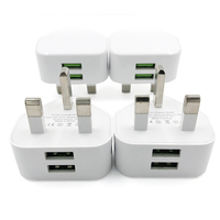 3 pin Dual USB UK Mains Wall Plug 5V 2A 1A 2 Port USB AC Wall Charger Travel Adapter UK Plug For iphone IPAD Samsung