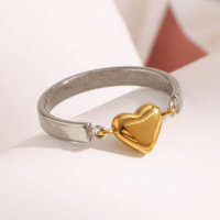 Bague Cœur Gonflé Tendance en Acier Inoxydable Plaqué Or 18 carats, Étanche, Bijou Statement Populaire pour Femme