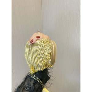 Hartvormige clutch met strass steentjes, avondtas voor dames, gala, gouden kristallen handtas - Product Image 3