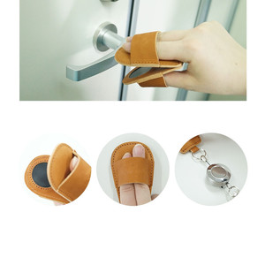 EDC contactless door opener, <b>leather</b> door opener <b>keychain</b>, retractable and easy-pull door grabber, customizable. - Product Image 3