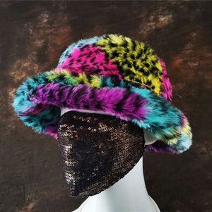 40 Color Stock Wholesale Winter Warm Faux Fur Unisex Casual Nylon Bucket <b>Hat</b> with Sunshade Fisherman Fluffy - Product Image 5