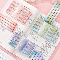 Surligneurs à pointe inclinée en plastique dégradé, respectueux des yeux, pour papier, journal étudiant, grande capacité, lot de 4 marqueurs en boîte