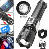 Projecteur d'extérieur puissant, lampe de poche ABS, rechargeable par USB, étanche IPX4, 1000 Lumens, zoom télescopique longue portée pour
