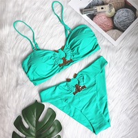 Hoogwaardig gemaakt bandeau split body high waist hollow badpak zeester sexy dames custom meisjes 2-delig bikiniset