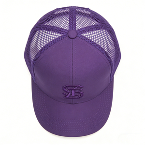 Casquette <span class=keywords><strong>de</strong></span> baseball en maille à 6 panneaux avec broderie 3D personnalisée, respirante, ajustable, style trucker violet pour la rue et l'extérieur - Product Image 4