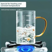 Tasse en verre graduée, style chinois, pour lait, petit-déjeuner, eau, thé, épaissie, résistante à la chaleur, compatible lave-vaisselle et micro-ondes, unisexe