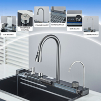 Lavabos et robinet de cuisine intelligents de luxe multifonction Delux avec cascade et lave-vaisselle