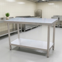 Table de préparation commerciale double couche en acier inoxydable SS304/SS201, robuste et assemblable, pour cuisines de restaurants