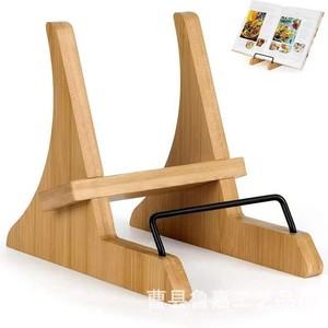 Wooden Recipe Rack Kitchen Countertop Solid Wood Desktop Bookshelf <b>Tablet</b> <b>Stand</b> Multi Function Natural Color - Product Image 2