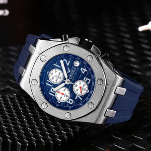 ONOLA 6805 <b>Men's</b> Luxury Fashion Square Alloy Chronograph Sport <b>Watch</b> with Silicone Band and Glass Dial - Product Image 3