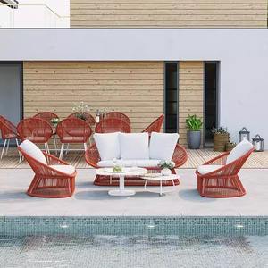 Conjunto de Muebles de Jardín de Ratán para Exteriores, Estructura de Aleación de Aluminio, Diseño Contemporáneo Impermeable para Patio, Balcón, Villa, Hotel - Product Image 2