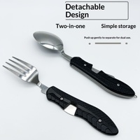 Bestseller Nouveau Couteau Fourchette Cuillère Pliant Multifonctionnel d'Extérieur Outil Portable pour Camping Randonnée en Matériau PP