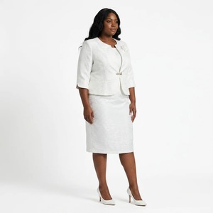 Plus size church suits Elegant <b>white</b> mother dress Two <b>piece</b> occasion suits Choir dress for women - Product Image 4