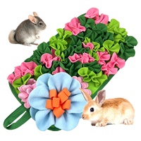 Tapis olfactif interactif pour petits animaux (lapins, chiens, hérissons, cochons d'Inde, souris) – Motif floral mignon en polyester pour la recherche de nourriture