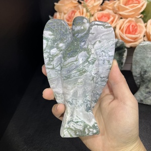 Ingrosso grande venditore prodotti spirituali di cristallo naturale muschio agata angelo intaglio per la decorazione - Product Image 3