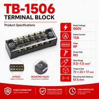Bloc de bornes industriels TB 600V avec boîtier ABS ignifuge pour connecteur de câblage