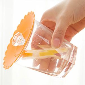Tapas de copa de silicona con flores, cubierta transparente de PVC con diamantes de imitación, suministros de decoración de vasos de escritorio, 11/12, 9cm, novedad - Product Image 3