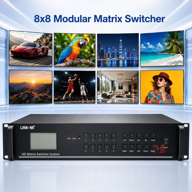 4K Modular HDMI Matrix Switcher 8x8 16x16 32x32 Hybrid Matrix Support HDMI DVI VGA SDI RS232 TCP IP Control