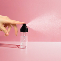 Flacon pulvérisateur rond transparent vide avec bouchon à vis en plastique noir 50ml 80ml 100ml 120ml Flacons pulvérisateurs en plastique