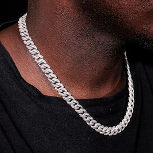 Chaîne cubaine tendance en argent plaqué or 18 carats avec <span class=keywords><strong>2</strong></span> rangées de moissanite plates de 10 mm, cadeau tendance - Product Image 6