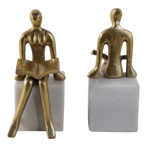 Fermalibri moderni in marmo con statuetta decorativa per scaffali, armadi e librerie, elegante decorazione per la casa - Product Image 5