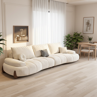 Canapé de salon en bois style crème, tissu anti-griffures pour chats, résistant aux rayures, moderne, minimaliste, courbé, pour petit appartement, en ligne droite