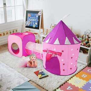 Juego de tienda de campaña de princesas con túnel para niños, carpa de juego Pop-Up, <span class=keywords><strong>Combo</strong></span> de túnel para gatear - Product Image 4