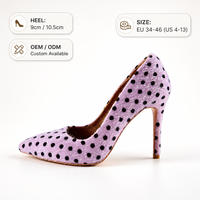 Escarpins à bout pointu à pois pour femmes, talons aiguilles sexy, chaussures de soirée à carreaux pour dames, jazz, latin