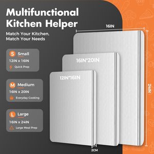 Tabla de cortar en forma de L de acero inoxidable con borde para encimera, tapete antideslizante de doble cara para cortar, amasar y hornear en la cocina - Product Image 2