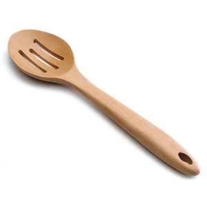 Cucchiaio Forato in Legno Brun per Servire e Mescolare Cibi - Product Image 1