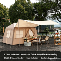 Tente gonflable de luxe 5,72 m² en tissu Oxford imperméable 3000 mm, installation rapide automatique, camping, glamping, grande tente familiale pour l'extérieur