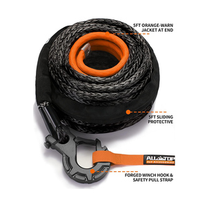 ערכת חבלים סינתטיים לכל העליון ערכת 9/16in x 76ft 35000Lbs כבל להחליף ערכת + וו winch & רצועת משיכה בטיחות - Product Image 2