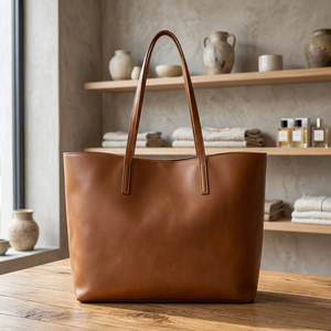 Genuine Leather <b>Tote</b> Shoulder <b>Bag</b> <b>With</b> Soft Construction <b>Large</b> Capacity For Business Work Travel And Casual Everyday Use - Product Image 1