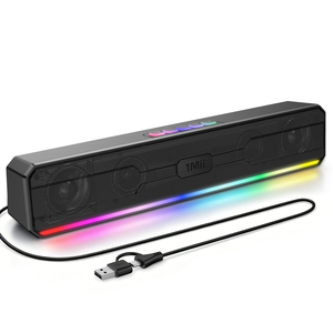 Barre de son de bureau 1Mii Bluetooth avec double interface Type-C/USB, haut-parleurs filaires et lumières <span class=keywords><strong>LED</strong></span> respirantes, barre de son gaming pour PC - Product Image 4