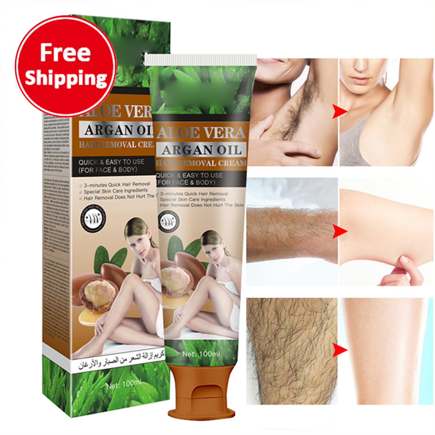 Этикетка производителя, Китай, корейское масло арганы с алоэ вера, крем для депиляции лица и тела для женщин, крем для удаления волос на лобковой основе