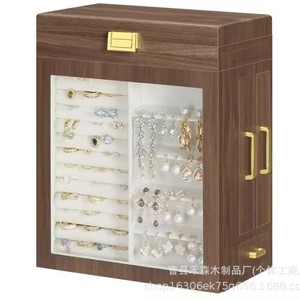 Solid Wood Jewelry <b>Box</b> Storage With Lock Rectangle Multipurpose Jewelry Organizer - Product Image 5