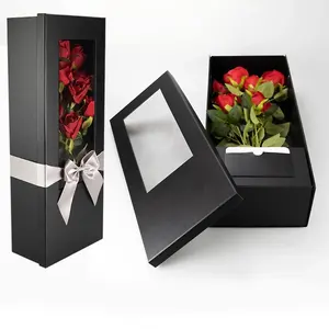 Wholesale Happy Mothers Day Flower Box New Design Rectangle Arrangement I Love Mom Flower Gift Box Rigid PVC Paper Foil Stickers