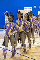 Normzl gros danse justaucorps Dancewear jaune violet frange Cheerleading Costume Majorette danse équipe uniformes tenues de danse