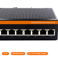 Switch Ethernet PoE 8 ports 100 Mbps 802.3af/at, alimentation PoE, rail DIN industriel, alimentation double redondante DC12-57V