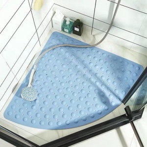 54*54cm /65*65cm Washable Corner Shower Carpet Floor Mat Toilet TPE Shower Mat Fan-shaped Suction Cup Anti-slip <b>Pad</b> <b>Cushion</b> - Product Image 6