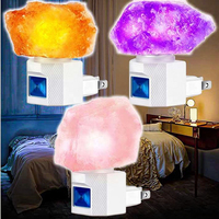 Lampe murale LED en pierre de cristal naturel bloc de Quartz améthyste naturelle Rose quartz lampe de nuit pour la maison