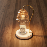 Lampe chauffe-bougie électrique en marbre avec minuterie et variateur d'intensité, 2 ampoules, bougie parfumée, décoration d'intérieur, cadeau pour la fête des mères