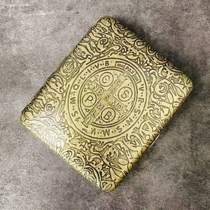 New 20 gói tự động xách tay Bronze thuốc lá trường hợp dập nổi lật Bìa kim loại có tính năng nỗi nhớ cổ điển khắc Hộp Thuốc Lá - Product Image 3