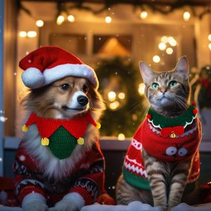 Collares navideños Huhumy para mascotas, collares ajustables con lazo de lana para gatos, perros pequeños de 12 a 16 pulgadas, accesorios festivos - Product Image 6