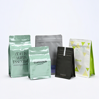 Sacs d'emballage pour café en aluminium à fond plat avec valve et fermeture éclair, scellés sur huit côtés, personnalisables, 125G, 250G, 500G, 1Kg