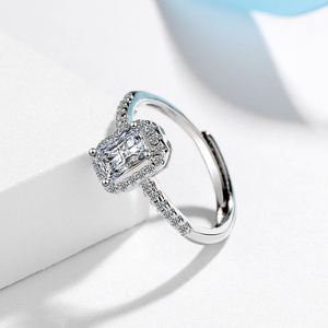 Bague ouverte ajustable en acier inoxydable avec diamant étincelant et zircon cubique pour femme, bijoux fins de mariage - Product Image 3