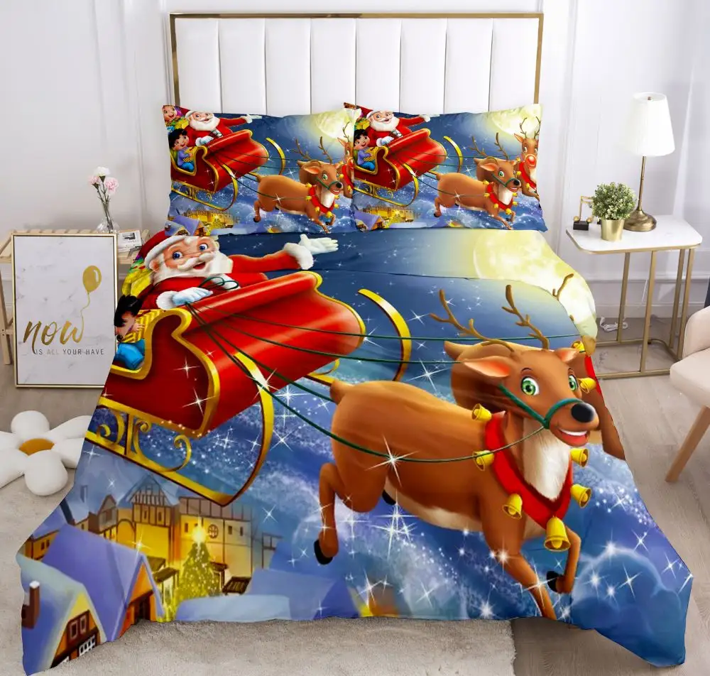 Merry Christmas Gifts Set letto singolo matrimoniale Queen King copripiumino Set biancheria da letto con federa per bambini adulti