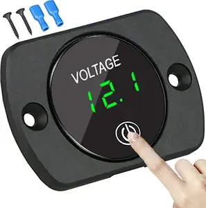 New Battery Voltage Meter with Touch Switch LED Digital Display 12V Voltage Gauge Waterproof Voltmeter Panel