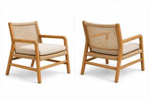 Fauteuil de salon extérieur pour terrasse, jardin, café, maison, en teck massif avec rotin, mobilier de qualité supérieure - Product Image 5